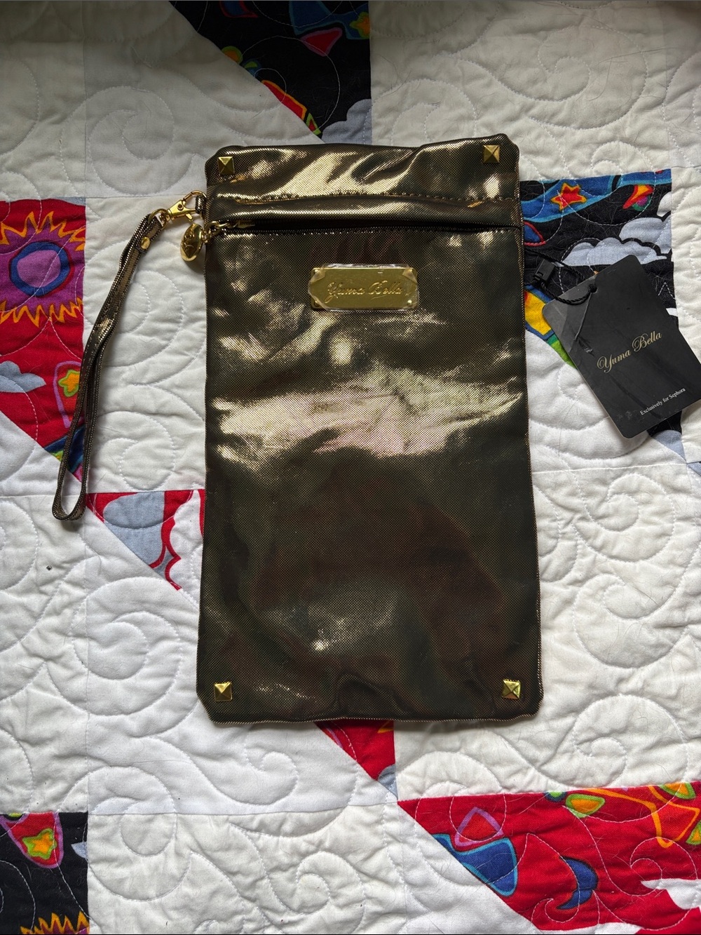 Metallic Gold Mini Wristlet Bag
